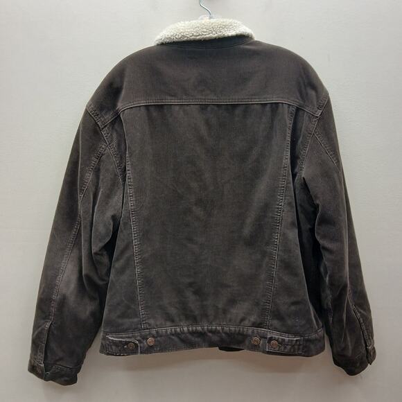 VTG Y2K Old Navy Corduroy Trucker Jacket Men's Large Sherpa Lined Brown SZ Large - Picture 4 of 7